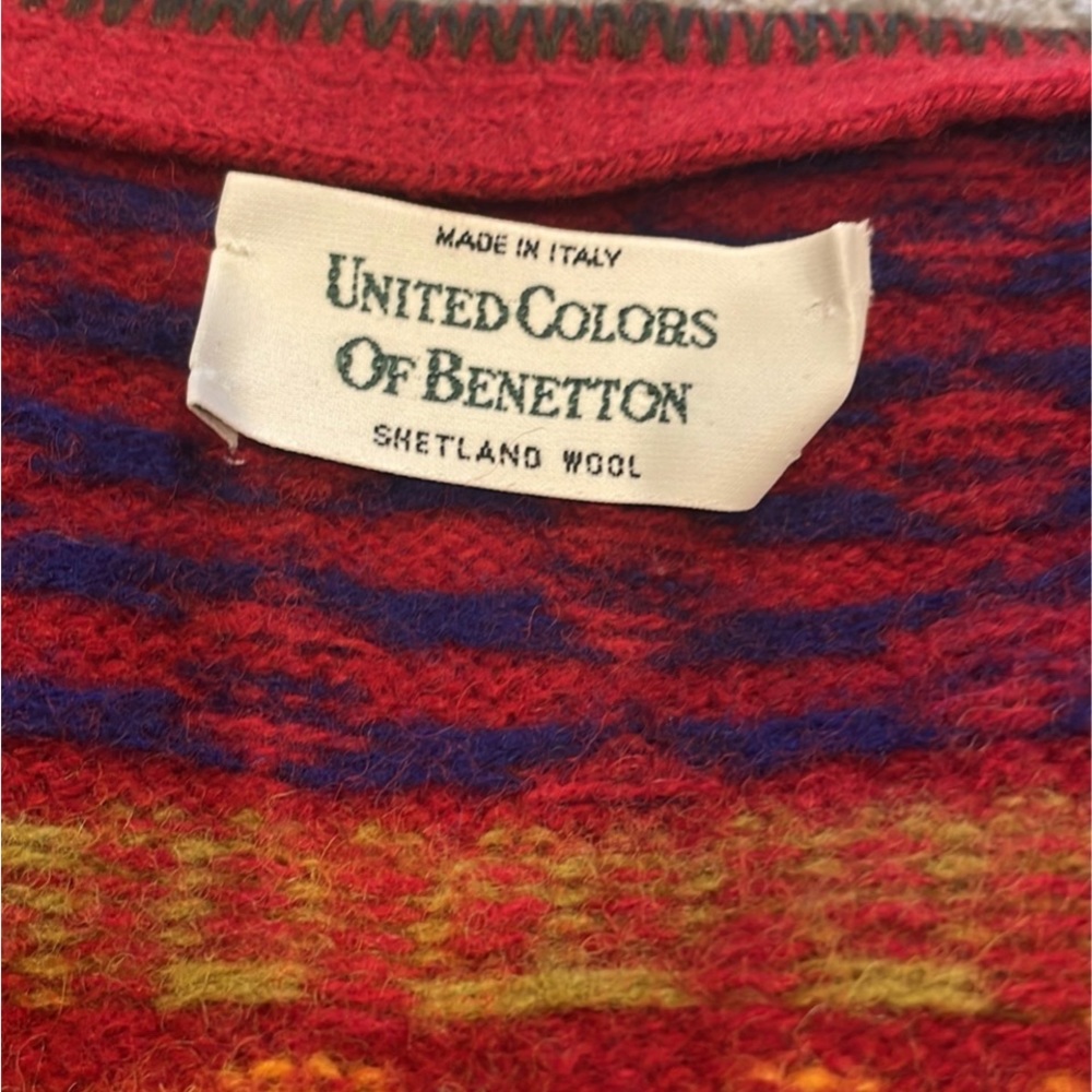 United Colors Of Benetton Pure Shetland Wool Sweater size L 
Multi-Color Italy